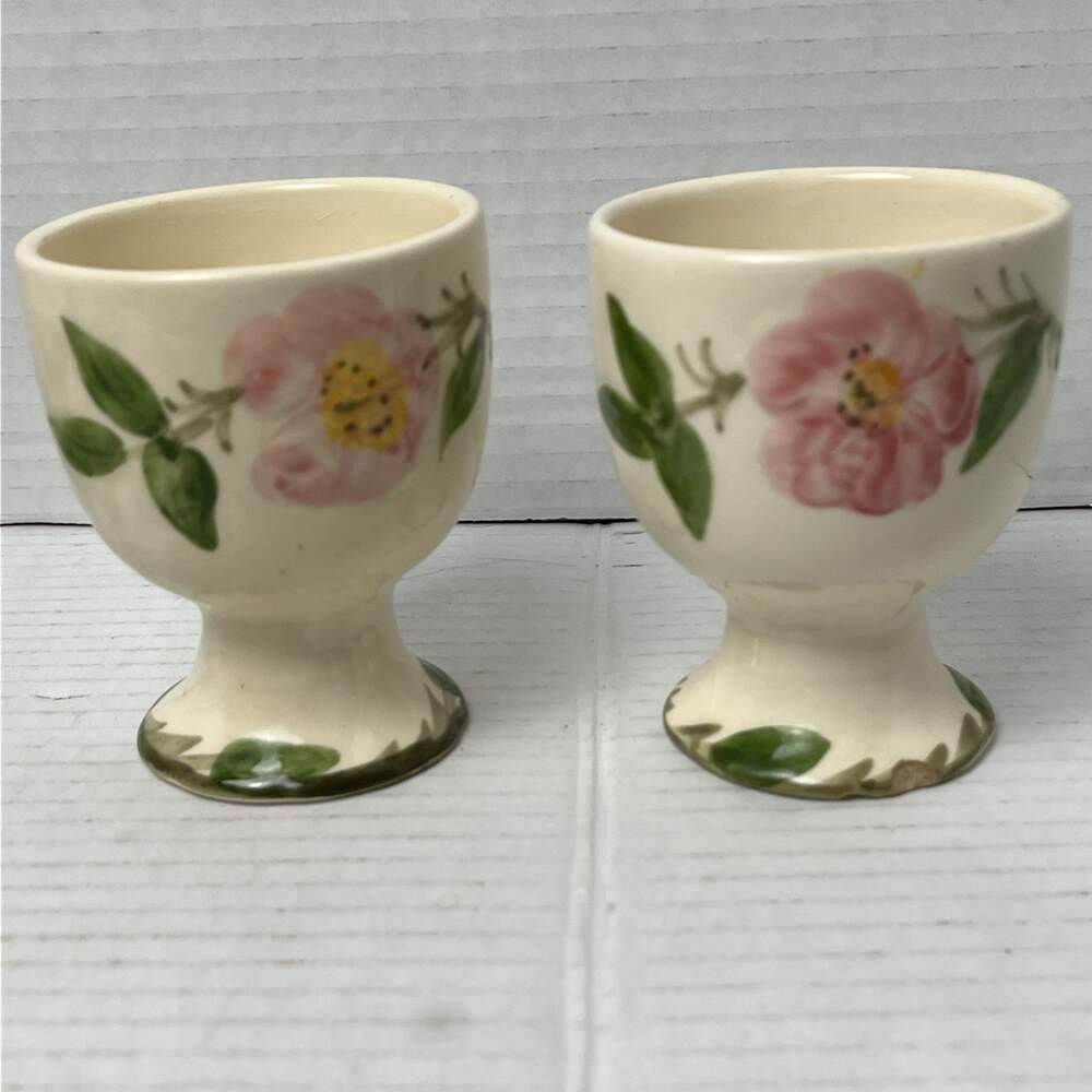 Vintage 1940s Franciscan Desert Rose Single Egg Cups Set of 2 3.5" Hand Painted